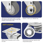 3-Inch Plate Casters, Pack of 4, Heavy-Duty Thermoplastic Rubber Swivel Casters with 1000 lbs Total Capacity