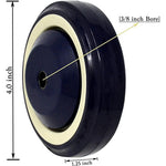4-inch Polyurethane Cart Wheel Caster Kit (4-Pack, 4000 lbs Total Capacity) with Stepped & Full Tread Face in Dark Blue Beige