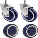 4-inch Polyurethane Cart Wheel Caster Kit (4-Pack, 4000 lbs Total Capacity) with Stepped & Full Tread Face in Dark Blue Beige