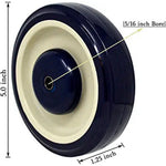 5-Inch Polyurethane Shopping Cart Caster Replacement Kit - Set of 4 with Stepped & Full Tread Faces - 1400lbs Capacity - Dark Blue Beige