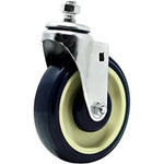 5-Inch Polyurethane Shopping Cart Caster Replacement Kit - Set of 4 with Stepped & Full Tread Faces - 1400lbs Capacity - Dark Blue Beige