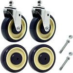 5-Inch Polyurethane Shopping Cart Caster Replacement Kit - Set of 4 with Stepped & Full Tread Faces - 1400lbs Capacity - Dark Blue Beige