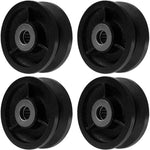 4" Cast Iron V Groove Caster Wheel with Straight Roller Bearing - 2800lbs Capacity (4 Pack)