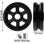 4-Pack Cast Iron V-Groove Caster Wheels, 6" Diameter x 2" Width, 4000 lbs Capacity with Straight Roller Bearing