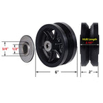 6"x2" Cast Iron V Groove Caster Wheel with Straight Roller Bearing Capacity 4000 lbs (4 Black Wheels)