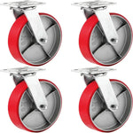 Industrial Polyurethane Casters - 8"x2" Heavy Duty Set of 4 with 6000 LB Load-Bearing Capacity - Perfect for Furniture, Workbenches, and Tool Boxes