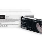 AMMEX X3 STRETCH HYBRID POLY, LATEX FREE, INDUSTRIAL DISPOSABLE GLOVES, CLEAR, 2000/CASE