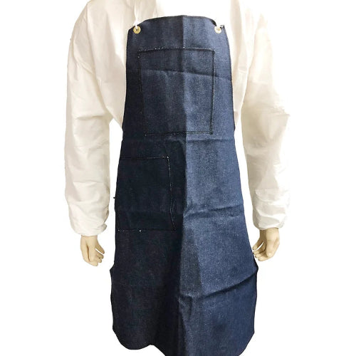 Blue Denim Apron, 27"x 34", 2 Pockets, US Made - 12 Pieces Per Bag, 72 Pieces Per Case