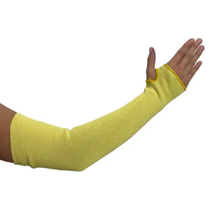 Dupont Kevlar Sleeves, 18" Long with Thumb Slot, 2 Ply, 3" Wide, Yellow - 20 Pieces Per Bag, 100 Pieces Per Case