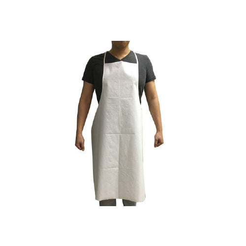 White Microporous Apron, Bib Style, 65G, 28"x36" - Case of 100