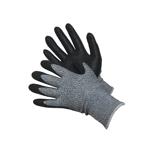 Cut Resistant Gloves - HPPE, Lycra Shell Gloves, Salt & Pepper with Black NBR Palm Coating, EN4543, Sizes XS-2XL