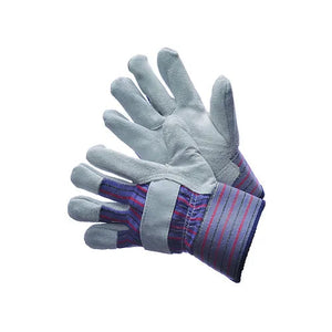 Economical Leather Palm Gloves, Shoulder Split, 2 1/2" Rubberized Safety Cuff, Gunn Pattern