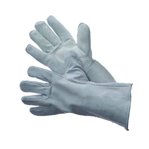 Welder Gloves, Grey Shoulder Split Leather, Fully Welted & Lined, Gunn Pattern, Size Large