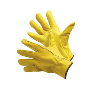 Golden Brown Driver Gloves, Cowhide, Straight Thumb, Shirred Elastic Back, Sizes S-XL