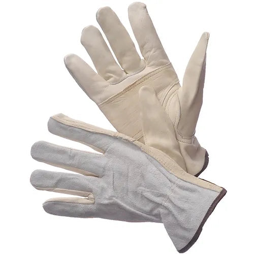 Cow Grain Drivers Gloves with Split Leather Back - Keystone Thumb, Unlined, Sizes S-XL