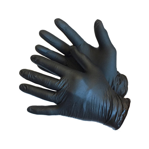 Black Medical Grade Nitrile Gloves, 6mil, Powder Free, 9" Long High Risk Diamond Textured Grip - S-XL - Case of 1000