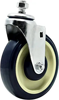 5-Inch Polyurethane Shopping Cart Caster Replacement Kit - Set of 4 with Stepped & Full Tread Faces - 1400lbs Capacity - Dark Blue Beige