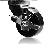 Maximize Mobility: 8 Pack 3" Polyolefin Plate Casters with Black Rubber Top, Swivel with Brakes, 2640 lbs Total Capacity