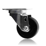 3" 24 Pack Plate Caster Polyolefin Black Rubber Top Plain Plate Swivel Caster, Top Plate Caster, 7920 lbs Total Capacity (3 inches Pack of 24, 24 Swivel)