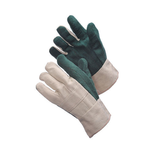 Green Hotmill Gloves, 30oz, Burlap Lining, Nap Out Canvas, Size L