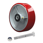 2" Wide Polyurethane on Cast Iron Wheel (Red)