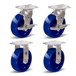 2" Wide Solid Polyurethane Stainless Steel Caster (Blue)
