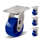 2" Wide Solid Polyurethane Stainless Steel Caster (Blue)