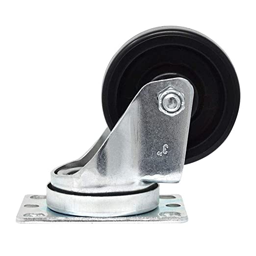 12-Pack 3-Inch Polyolefin Plate Casters with Black Rubber Tops, Swivel Design and Plain Plate, Total Capacity of 3960 lbs (12 Swivel Casters)