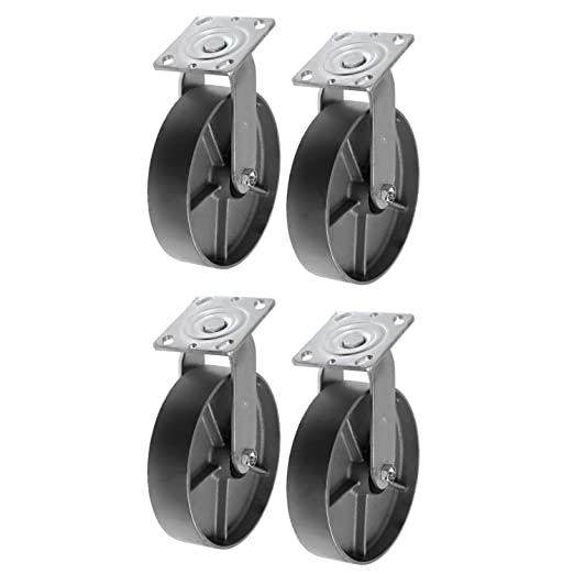 4-Pack 8-Inch Heavy-Duty Plate Casters with 2-Inch Extra Width, 5200 lbs Total Capacity - Silver Swivel Wheels with Top Plate for Easy Installation