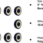 10-Pack Heavy Duty 5" Polyurethane Shopping Cart Wheels - 2500 lbs Total Capacity with Double Ball Bearings