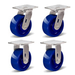 2" Wide Solid Polyurethane Stainless Steel Caster (Blue)
