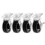 6" 4 Pack Plate Caster, Heavy Duty Swivel w/Brake Polyolefin Wheel, Top Plate Caster Extra Width 2 inches 3200 lbs Total Capacity (6 inches Pack of 4)