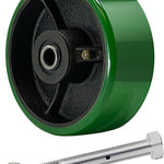2" Wide Polyurethane on Cast Iron Wheel (Green)