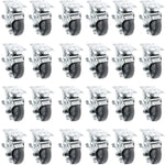 24-Pack Heavy-Duty Gray Polyurethane Plate Casters with 7200lbs Total Capacity - Swivel with Brakes - 3 Inch Wheel Diameter