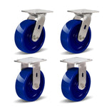 2" Wide Solid Polyurethane Stainless Steel Caster (Blue)