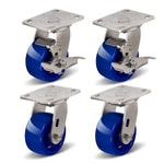 2" Wide Solid Polyurethane Caster (Blue)