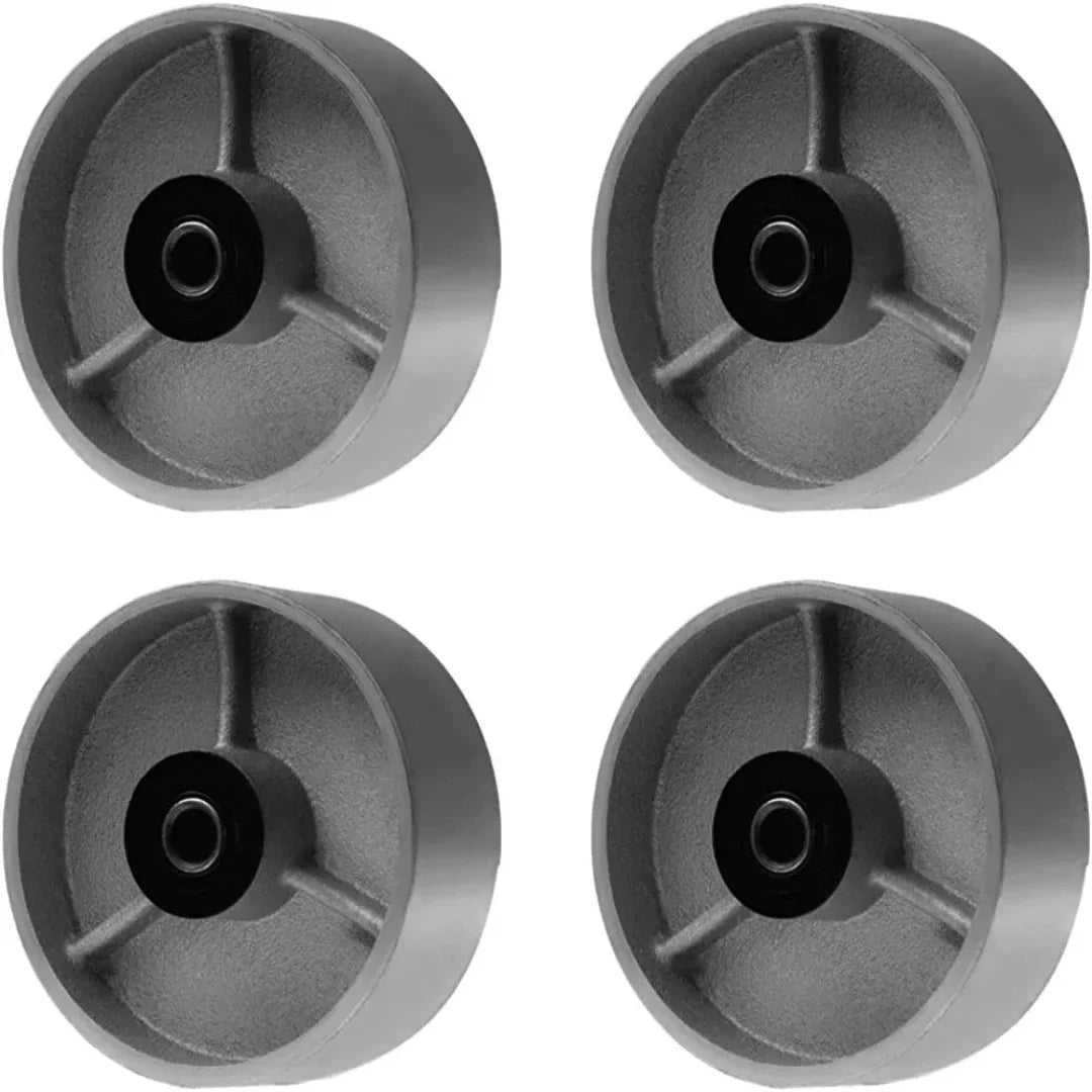 4" Caster Wheels - Heavy Duty Steel Cast Iron - Rolling Bearings & Steel Bushing - 2" Extra Width - 2800 lbs Total Capacity (Pack of 4)