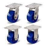2" Wide Solid Polyurethane Caster (Blue)