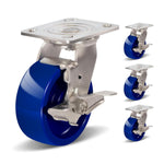 2" Wide Solid Polyurethane Stainless Steel Caster (Blue)