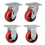 2" Wide Crowned Polyurethane on Steel Casters