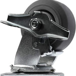 Heavy-Duty 4" Plate Casters - 2 Pack Gray Rubber Swivel Casters with Brakes, 700 lbs Total Capacity - Top Plate Mounting for Smooth Movement