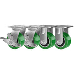 2" Wide Polyurethane on Aluminum Casters (Green)