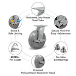 2" Wide Polyurethane Elastomer Heavy Duty Caster