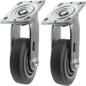 4 Inch 2 Pack Heavy Duty Gray Swivel Plate Casters with 700lbs Total Capacity - Thermoplastic Rubber Top Plate Caster Wheel Set (Pack of 2)