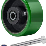 2" Wide Polyurethane on Cast Iron Wheel (Green)