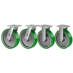2" Wide Polyurethane on Aluminum Casters (Green)