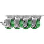 2" Wide Polyurethane on Aluminum Casters (Green)