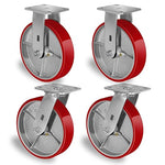 2 " Wide Polyurethane on Cast Iron Casters (Red)