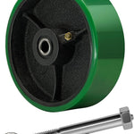 2" Wide Polyurethane on Cast Iron Wheel (Green)