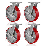 2 " Wide Polyurethane on Cast Iron Casters (Red)